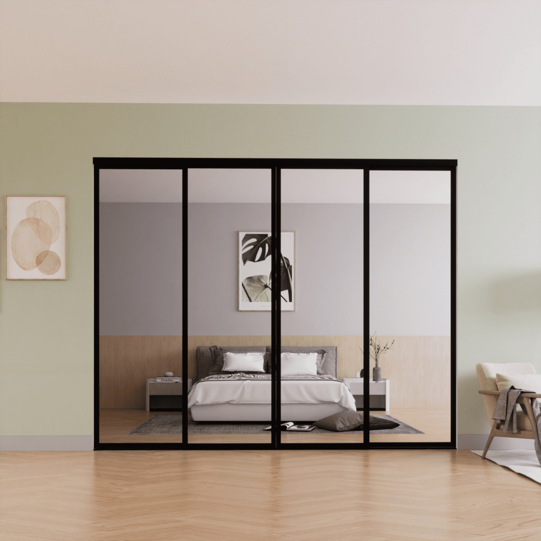 120x96 - 4 Panels - Closed - Black (clear)